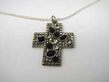 Vintage Christian Necklace Jewelry: Black Accents Clear Jewels picture