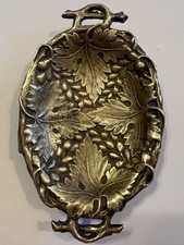 VTG Brass Soap Trinket Dish Collini Austria 7” Grape Or Berry Motif Art Nouveau￼ picture
