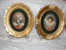 2 Vintage Italian Florentine Gilt Victorian  Frames Pair ornate framed ladies picture