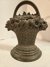 antique original B & H cast iron flower basket bouquet very heavy doorstop picture