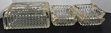1950s SAWTOOTH CIGARETTE BOX WITH 4 ASHTRAYS GLASS CIGARETTE CASE  picture