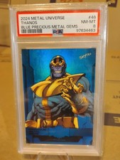 2024 Skybox Marvel Metal Universe Thanos Blue PMG 24/50 PSA 8  picture