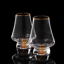 DUJUST Snifter Glasses Set 2 (8oz), Crystal Whiskey Glasses 24K Gold Leaf picture