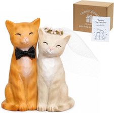 Cat Wedding Figurine, Bride and Groom Cat Keepsake, Newlywed Decor picture