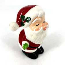 Vintage LEFTON Santa Claus Kissing Salt & Pepper Shaker w/ Red Foil Tags picture