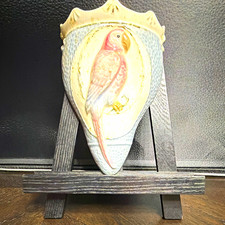 Royal Copley Parrot Wall Pocket Planter Ceramic Glazed Blue White Pink 1940s picture