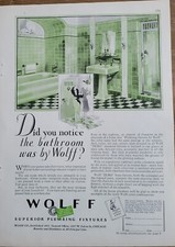 1929 green Wolff superior plumbing bathroom fixtures tub sink vintage ad picture