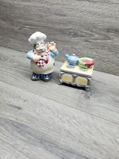 VTG FITZ AND FLOYD PAPA PAISANO CHEF AND STOVE SALT AND PEPPER SHAKERS picture
