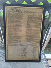 US Declaration of Independence Vintage Gold Wooden Glass Frame 20x15.5 picture