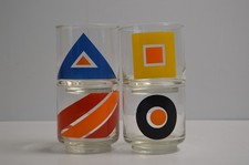 4 Libbey Modern Geometric Mod Liquor Drinking Glasses Collectible MCM Barware picture