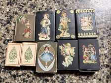 Lot of 9 Vintage Decorative Matchboxes Victorian ephemera scrap art picture