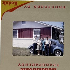 Kodachrome Slide of Couples with a VW Volkswagen Beetle Car June 1965 Slide14 picture