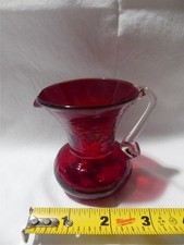 Miniature Ruby Red Cranberry Glass Pitcher - 3¼