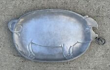 Silver PIG Platter French Serving Tray Charcuterie Pewter Hog Nose Ring 19” picture