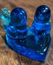 Vintage Glass Bird Figurine Double Bluebird Of Happiness Terra Studios Heart picture