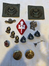 Vintage US Army Military Insignia Lot - Patches, Rank Chevrons, & Qualification picture