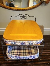 Longaberger Woven Paper Tray Storage Baskets 2-Pack w/ Lids & Stand Rack picture