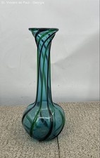 Large Vintage Mid Century Seguso Murano Art Glass Vase Turquoise Blue 17.75