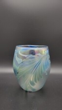Vintage Herb A Thomas Art Glass Vase Iridescent signed picture