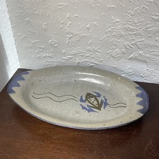 Native American Studio Stoneware Dish With Frog Cornshucker picture