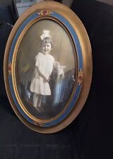Antique Gold Gilt Oval Bubble Glass Frame, Pretty Young Girl picture