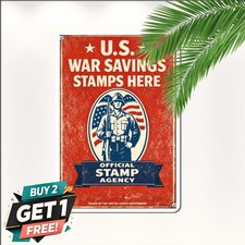 Vintage War Savings Collectible Sign Patriotic Home Front Metal Tin Plaque picture