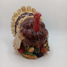 Large Ceramic Turkey Thanksgiving Table Centerpiece Fall Decor Colorful Rare K&B picture