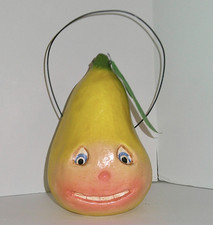 Pear Face Harvest Halloween Bucket Seasonal Fall Decoration Paper Mache picture