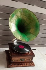Antique Gramophone, Fully Functional Working Phonograph, win-up record player picture