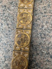 33 Inches Unique Hand Made Chinese Gold-inlaid Old Jade *Coin* Belt picture