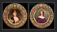 Pair Antique KPM Berlin Handpainted Portrait Cabinet Plates After Stieler Signed picture
