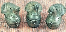 Vintage DHOKRA Peacocks Box Hand Cast in Brass Made in India Lot of 3 picture