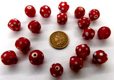 Venetian Red Eye Antique African Trade Bead White Core    READ   18 Pc    TT 803 picture