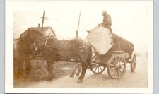 HORSE HAULING LOG ON WAGON 1910s postcard real photo rppc work crew logging picture