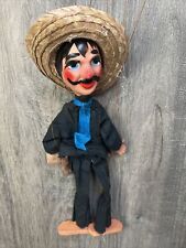 VINTAGE MEXICAN BANDITO BANDIT OUTLAW WOODEN MARIONETTE PUPPET DOLL 13