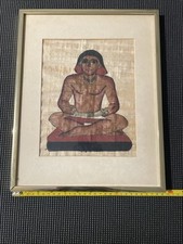 Authentic Hand Painted Ancient Egyptian Papyrus Replica From Temple walls Framed picture