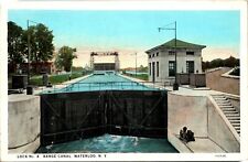 Waterloo New York NY Barge Canal Lock No 4 Vintage Postcard picture