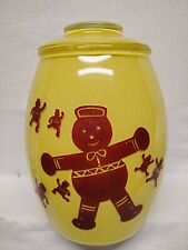 Vintage Bartlett Collins Yellow Gingerbread Man Glass Cookie Jar With Lid picture