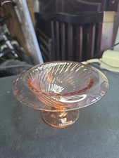 Pink Rolled Edge Footed Candy Bowl. Depression Glass . 3.5