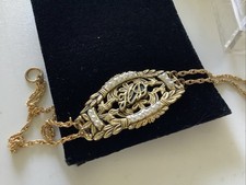 Harley-Davidson Gold Tone Costume Bracelet Jewelry Unknown Metal 7” 1980s picture
