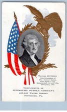 Pre-1907 THOMAS JEFFERSON PATRIOTIC PITTSBURG PA SUPPLY CO ADVERTISING POSTCARD picture