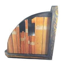 Willan F Art Deco Decoupage Wood Book End Vintage Rare Signed picture