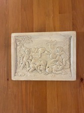 Vintage Plaster Cherub Putti Wall Plaque The Well Duquesnoy Style 6x8 picture