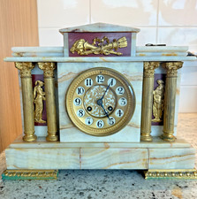 Antique French Onyx Mantel Clock S. Marti Paris Louis XVI Style: As Is picture