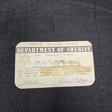 VTG 1965 Los Angeles County Department of Sheriff Driver Training Course Cert picture