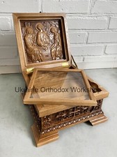 Orthodox Reliquary Box Wood Carved Ark with icon of the Holy Trinity 10.62