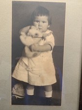 Antique Photo Adorable Child with Stuffed Toy Framed picture