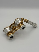 Lemaire Fabt Paris Mother of Pearl Opera Glasses – Brass Folding Handle picture
