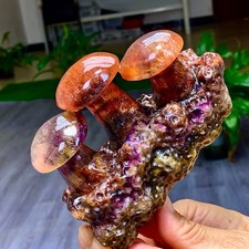 1.49LB Natural colorful fluorite Super 7 Hand Carved Mushroom  Crystal Reiki picture