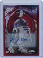 2026 Topps Chrome Star Wars JIMMY VEE as R2-D2 with Porg AUTO RED REFRACTOR 4/5 picture